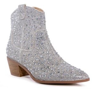 Sparkling Silver Ankle Boots